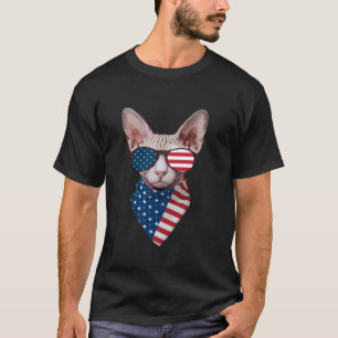 Meowica Sphynx Kat Vlag van de VS Grappig 4 juli T-shirt