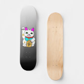 MEOWIES LUCKY CAT MANEKI NEKO GRAY / BLACK SKATEBOARD (Voorkant)