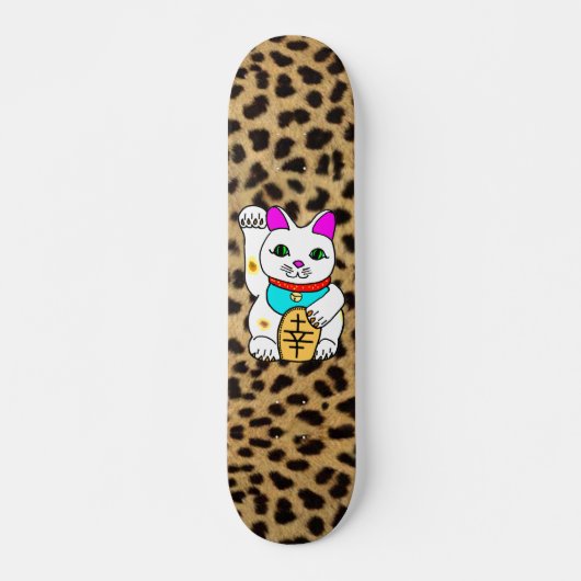 MEOWIES LUCKY CAT MANEKI NEKO LEOPARD SKATEBOARD (Voorkant)
