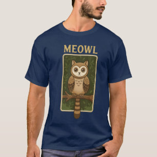 Meowl Grappige Meow Kat Uil Brainrot Memeeen Gamen T-shirt