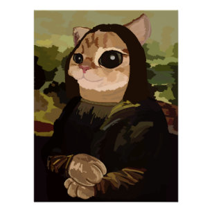 Meowlisa Grappige Mona Lisa Kat Gezicht Perfect Poster