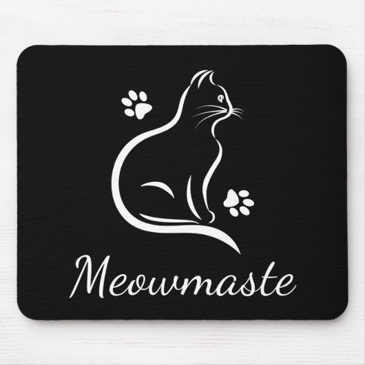 Meowmaste Cat Yoga Mousepad Black Muismat (Voorkant)