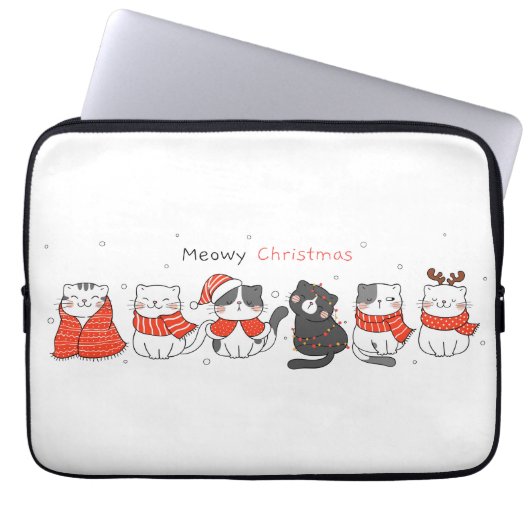 Meowmy Kerstmis! Electronics Bag Laptop Sleeve (Voorkant)