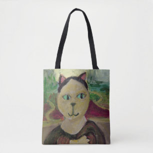 Meowna Mona Lisa Leuk Klassiek Kattenschilderij Draagtas