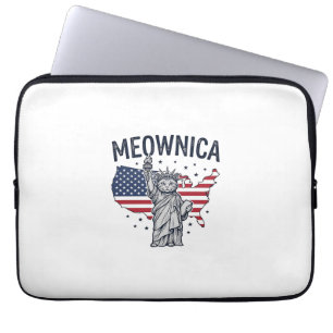 Meownica Patriottische Kat Vintage Vector Design_1 Laptop Sleeve