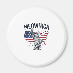 Meownica Patriottische Kat Vintage Vector Design_1 Magneet