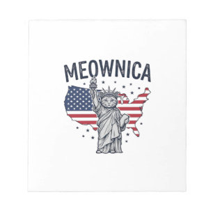 Meownica Patriottische Kat Vintage Vector Design_1 Notitieblok