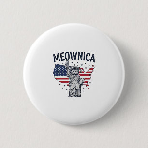 Meownica Patriottische Kat Vintage Vector Design_1 Ronde Button 5,7 Cm