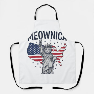 Meownica Patriottische Kat Vintage Vector Design_1 Schort