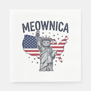 Meownica Patriottische Kat Vintage Vector Ontwerp_ Servet