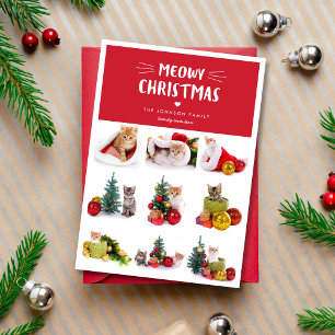 Meowny Christmas 9 Chat Photo Collage Carte de Noë