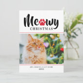 Meowny Christmas moderne rouge chat photo carte de (Debout devant)