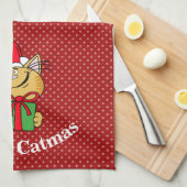 Meowo Catmas Noël Chat Serviette de cuisine (Quart Plié)