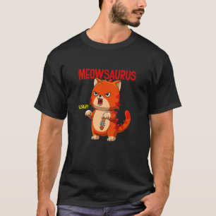 Meowsaurus Brul Lieve Boze Kat Dino Mashup T-shirt