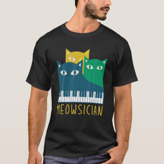 Meowsician Cat Lover Muzikant Toetsenbord Meow T-shirt