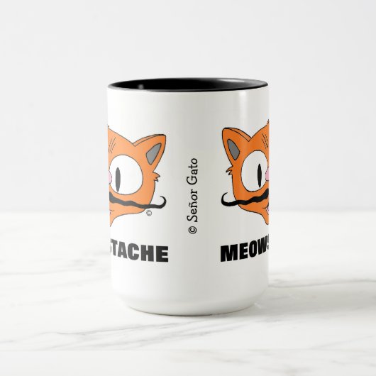MEOWSTACHE Funny Mustache Cat Señor Gato Mok (Midden)