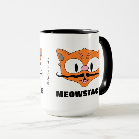 MEOWSTACHE Funny Mustache Cat Señor Gato Mok (Voorkant rechts)