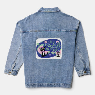 Meowsville Cartoon Beatnik Karakter jaren '50 Kat Denim Jacket