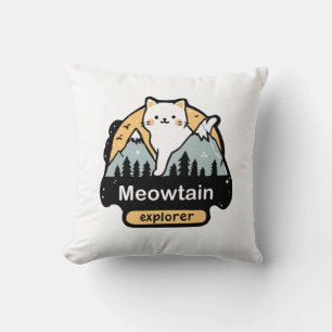 Meowtain Explorer – Ontwerp voor een leuk kattenav Kussen