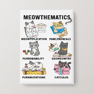 Meowthematica Grappige Wiskunde Kat Woordspelingen Button