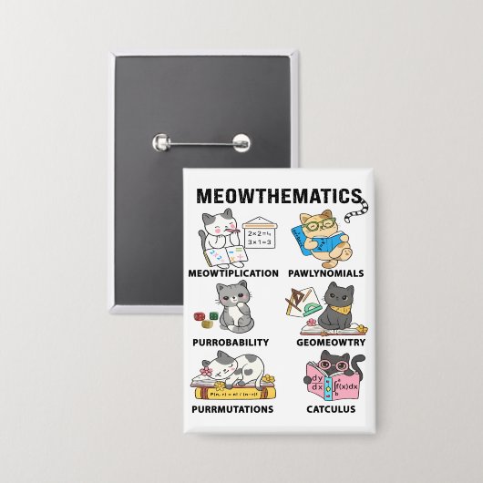Meowthematics Funny Math Cat Puns For Math Lovers Button (Voorkant / Achterkant)
