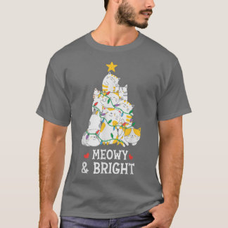 Meowy and Bright Cat kerstboom, Merry Xmas C T-shirt