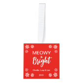 Meowy & Bright 3 Cat Photos Cute Pet Red Christmas Kubus Ornament (Voorkant)