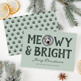 Meowy & Bright Doodle Cat Foto Kerstmis Feestdagenkaart