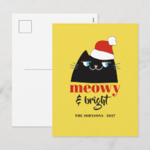 Meowy & Bright Grappige Zwarte Katten Kerst Vakant