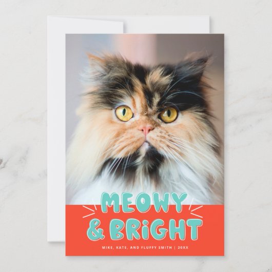 Meowy & Bright Kerstmis Cute Holiday Photo Feestdagenkaart (Voorkant)