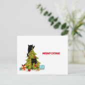 Meowy Catmas Black Funny Cats Carte postale de Noë (Debout devant)