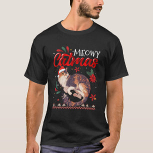 Meowy Catmas Calico Cat Kerstmis T-shirt