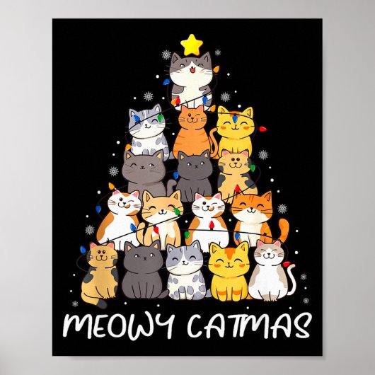Meowy Catmas Cat Christmas Tree Merry Catmas Boys Poster (Voorkant)