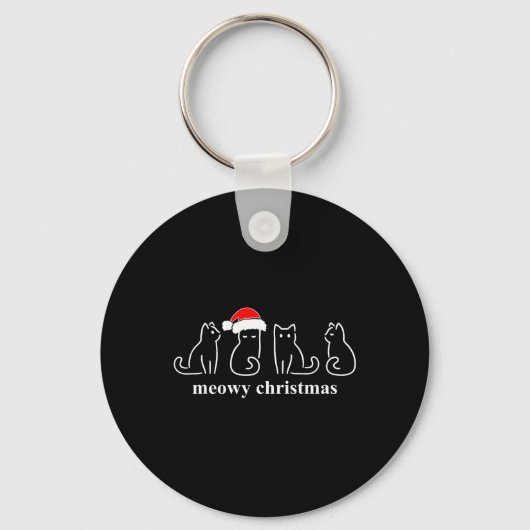 Meowy Catmas Cat Kerstmis Cute Kitten Santa Sleutelhanger (Voorkant)