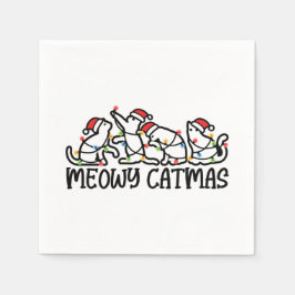 Meowy Catmas Funny Santa Cats Xmas Season Servet