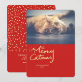 Meowy Catmas Gold Funny Cat Kerstkaart (Voorkant / Achterkant)