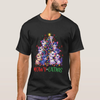 Meowy Catmas Kat Kerstboom Kerstmis Jongens Meisje T-shirt
