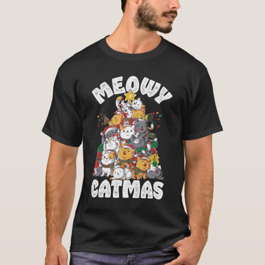 Meowy Catmas-kat T-shirt (Voorkant)