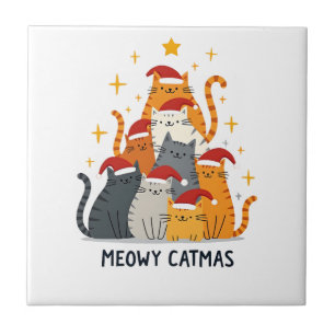 Meowy Catmas Katten Kerstboom Xmas (4) Tegeltje