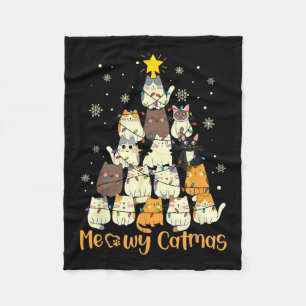 Meowy Catmas kerstboomkat kerstbomen Meisjes Boys  Fleece Deken