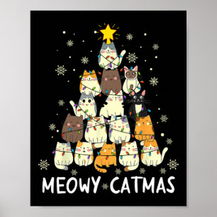 Meowy Catmas kerstboomkat kerstbomen Meisjes Boys Poster