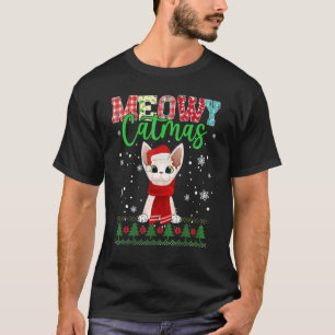 Meowy Catmas kerstkat Santa Scarf Ugly T-shirt