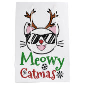 Meowy Catmas kerstmis Kitty Cat Red Nose Reindeer Medium Cadeauzakje (Achterkant)