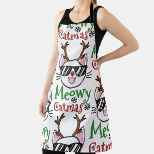 Meowy Catmas kerstmis Kitty Cat Red Nose Reindeer Schort