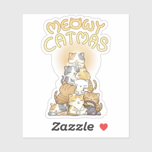 Meowy Catmas met kerstmis Sticker (Vel)