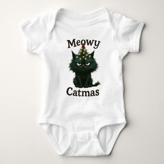 Meowy Catmas Moody cat Romper (Voorkant)