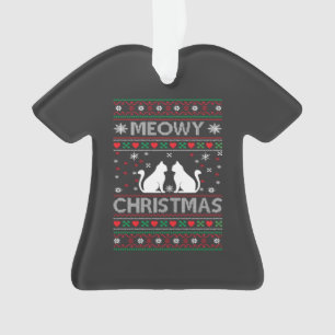 Meowy Chat de Noël Ugly Sweater T-Shirt Ornament