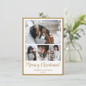Meowy Christmas 4 Foto Feestdagenkaart (Staand voorkant)
