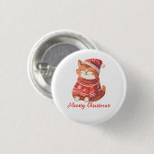 Meowy Christmas Button – Schattige feestelijk katt (Voorkant /achterkant)