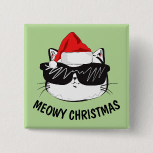 MEOWY CHRISTMAS CAT-Buttonnen Vierkante Button 5,1 Cm